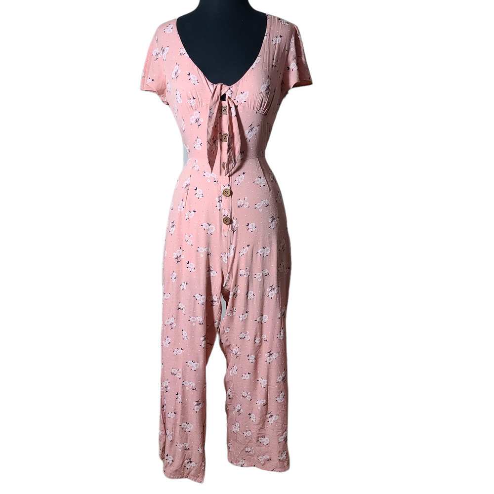 Dizzy Lizzy jumpsuit floral v neck short sleeve sz S / M